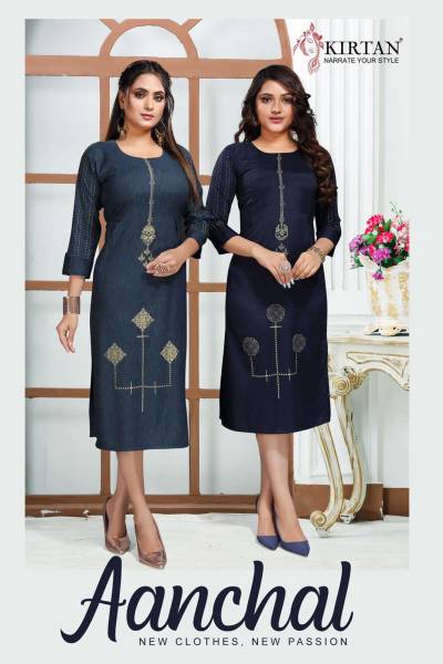 Aanchal By Kirtan Fancy Rayon Summer Wear Kurti Collection